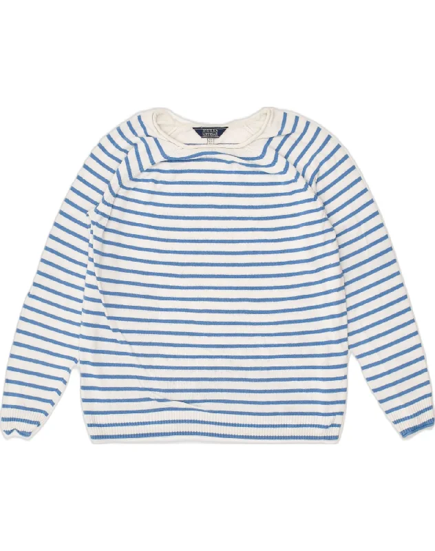 Year-End Sale JOULES Womens Boat Neck Jumper Sweater UK 12 Medium  Blue Striped Linen