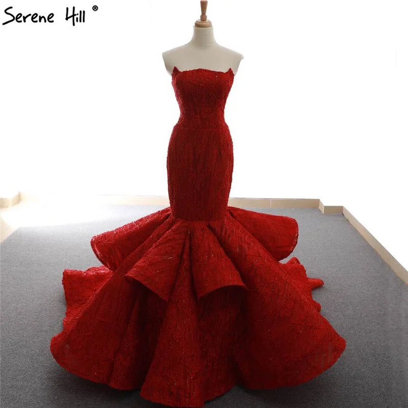 Shop and Save Red Newest Off Shoulder Sexy Wedding Dresses 2024 Appliques Ruffles Fashion Sexy Mermiad Bridal Gown Real Photo HM66614