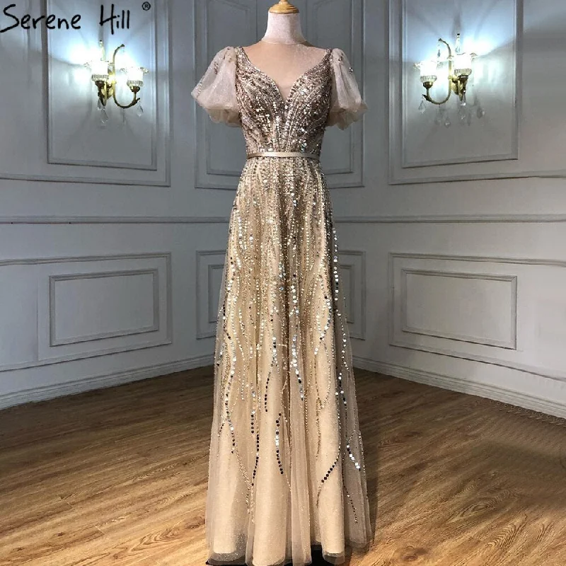 Fantastic Deals Serene Hill Gold Luxury Sexy Evening Dresses Gowns 2024 Short Flare Sleeves Beaded A-Line For Women Party LA70824A Fantastic Deals Serene Hill Gold Luxury Sexy Evening Dresses Gowns 2024 Short Flare Sleeves Beaded A-Line For Women Party LA70824A
