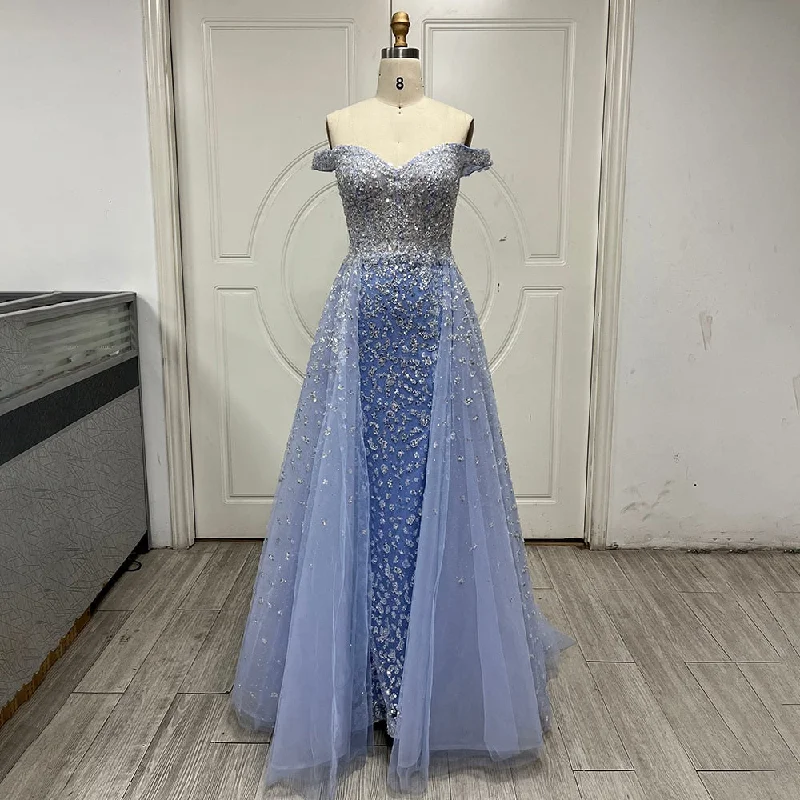 Super Deal Serene Hill Arabic Blue Mermaid With Overskirt Sexy Boat Neck Beaded Evening Dresses Gowns For Woman Wedding Party 2024 LA71796A Super Deal Serene Hill Arabic Blue Mermaid With Overskirt Sexy Boat Neck Beaded Evening Dresses Gowns For Woman Wedding Party 2024 LA71796A