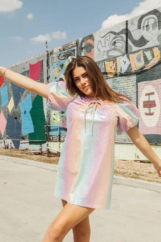 Midnight Madness Rainbow Leather Key Hole Dress