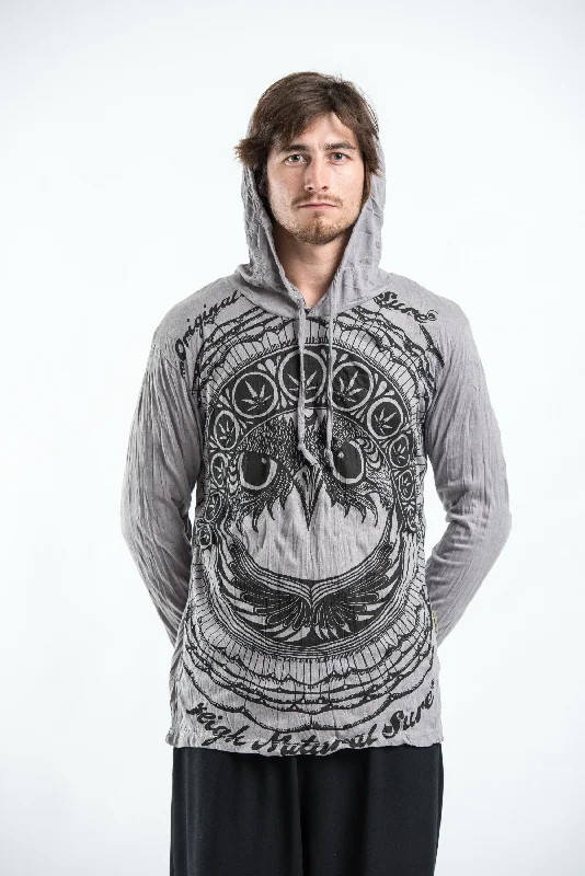 Deal Dash Sure Design Unisex Weed Owl Hoodie Gray
