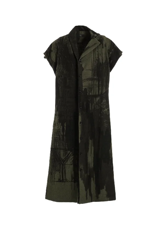 Great Bargains WOOL FLANNEL LOGO SCRIBBLE PT FRENCH SLEEVE DRESS