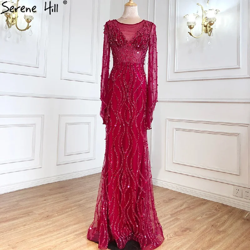 Bargain Bin Serene Hill Muslim Wine Red Luxury Evening Dresses Gowns 2024 Mermaid Beaded Elegant For Woman Wedding Party LA71144 Bargain Bin Serene Hill Muslim Wine Red Luxury Evening Dresses Gowns 2024 Mermaid Beaded Elegant For Woman Wedding Party LA71144