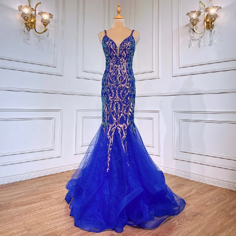 Super Savings Serene Hill Blue Elegant Mermaid Sexy Backless Spaghetti Straps Beaded Luxury Arabic Evening Dresses Gowns For Women Party LA71791 Super Savings Serene Hill Blue Elegant Mermaid Sexy Backless Spaghetti Straps Beaded Luxury Arabic Evening Dresses Gowns For Women Party LA71791