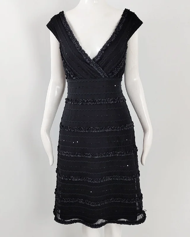 Price Rollback Tadashi Shoji Vintage Womens Black Mesh Party Dress