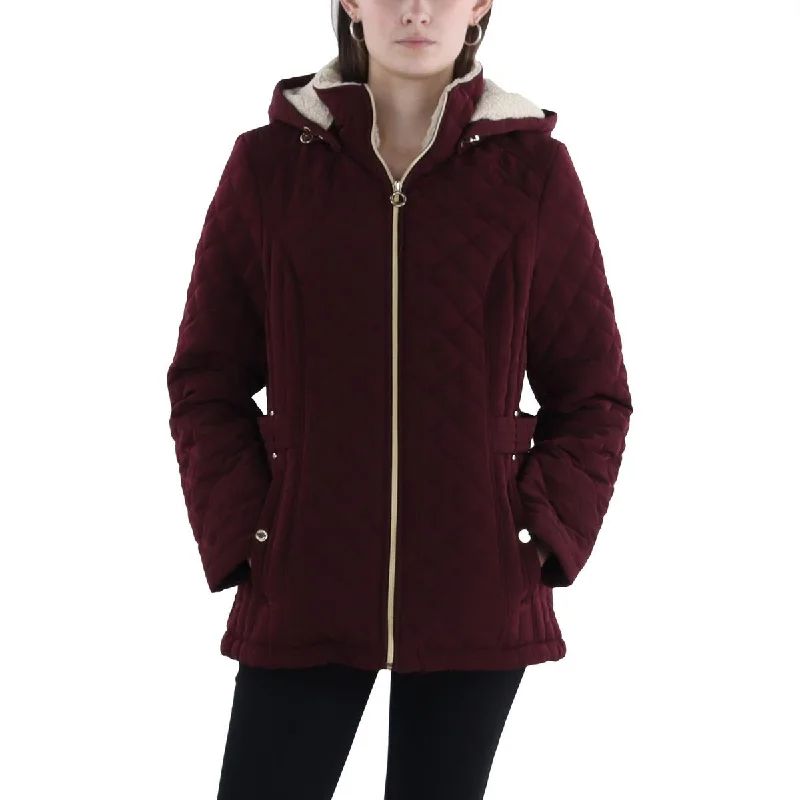 Act Now Laundry by Shelli Segal Womens Faux Fur Hooded Quilted Coat