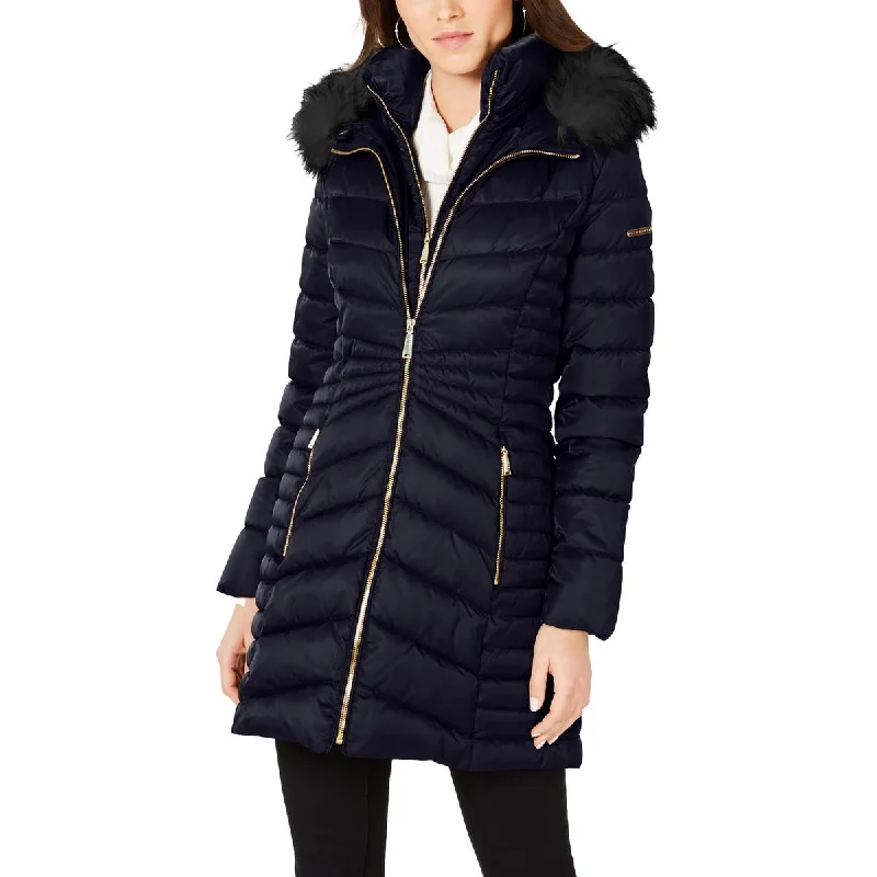 Exclusive Offers Laundry by Shelli Segal Womens Faux Fur Trim Hooded Puffer Jacket