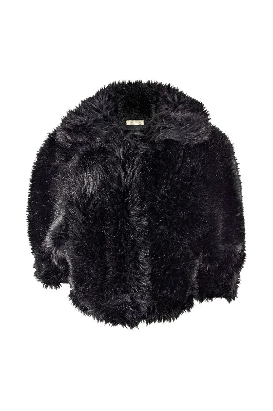Sneak Peek Sale Womens Black Faux Fur, Wool & Cashmere Jacket, A/W 2014