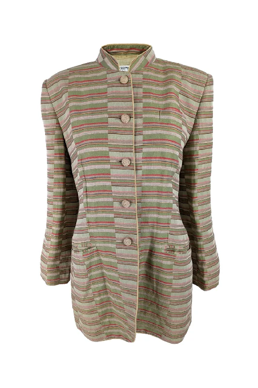 Final Markdown Vintage Womens Nehru Collar Linen Jacket, S/S 1994