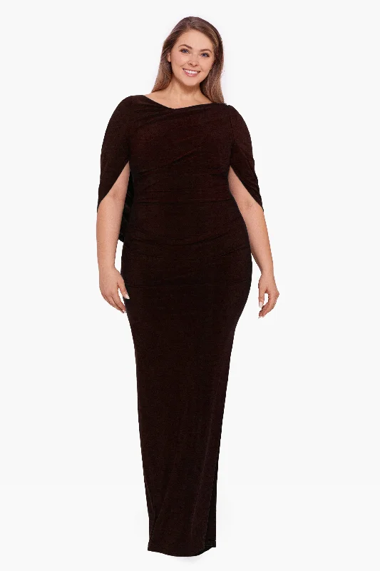 Hot Deal Plus "Miriam" Long Jersey Draped Back Gown