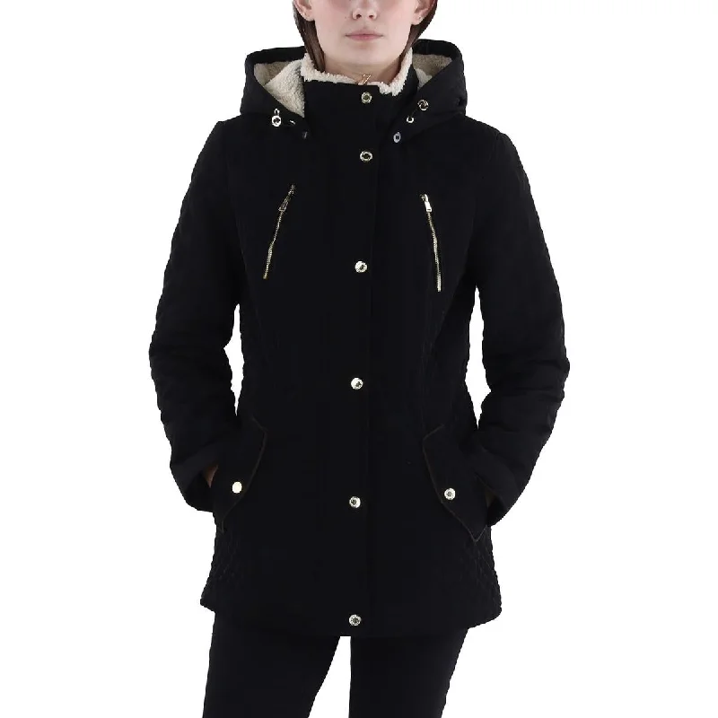 Weekend Deal Laundry by Shelli Segal Womens Petites Faux Fur Hooded Quilted Coat