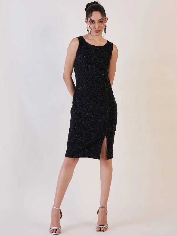 Price Buster Black Shimmer Sheath Dress