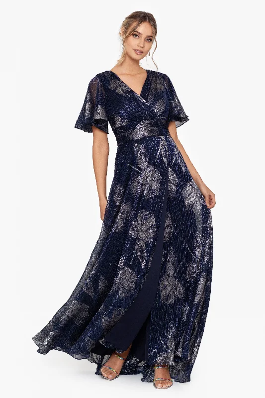 Limited Quantity Petite "Chloe" Long Short Sleeve Print Dress