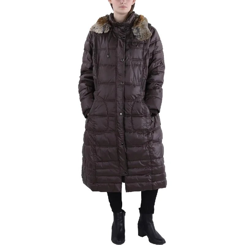 Clearance Items Laundry by Design Womens Plus Faux Fur Trim Hooded Quilted Coat