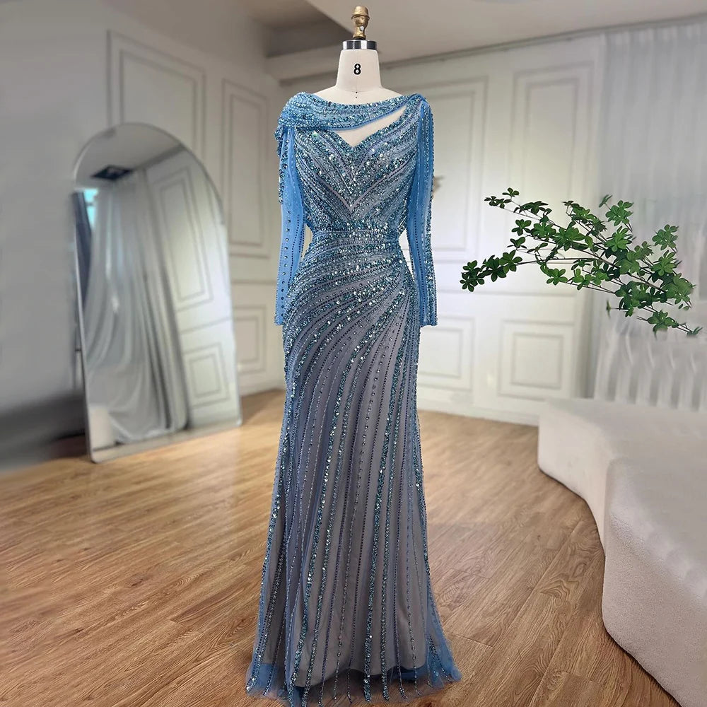 Mega Deal Serene Hill Arabic Silver Nude Beaded Elegant Mermaid Blue Luxury Dubai Evening Dresses Gowns for Women Party 2024 LA70752L Mega Deal Serene Hill Arabic Silver Nude Beaded Elegant Mermaid Blue Luxury Dubai Evening Dresses Gowns for Women Party 2024 LA70752L