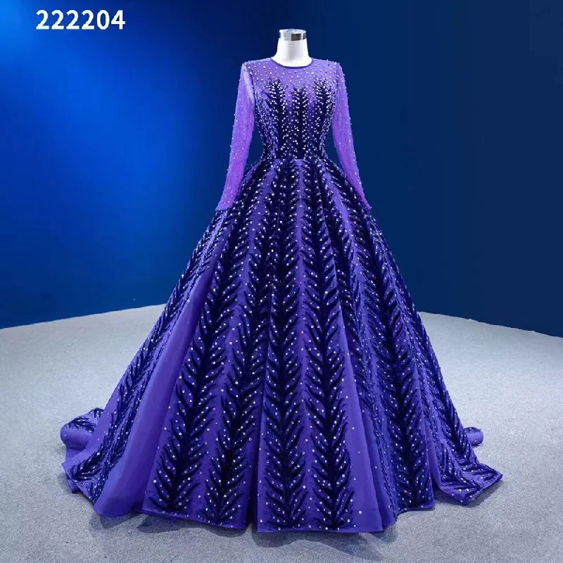 Year-End Clearance Serene Hill Muslim Blue Purple Luxury Beaded Appliques Lace Up Ball Gowns Wedding Dress 2024 High End Custom Made HM222204 Year-End Clearance Serene Hill Muslim Blue Purple Luxury Beaded Appliques Lace Up Ball Gowns Wedding Dress 2024 High End Custom Made HM222204