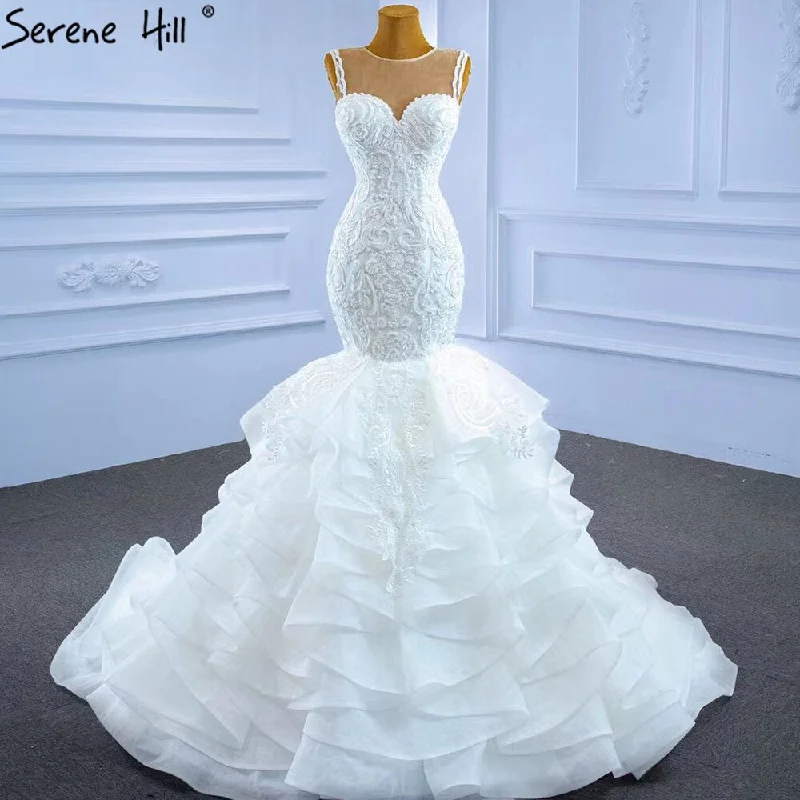 YEAR-End Sale Serene Hill White Mermaid Luxury Wedding Dresses 2024 Beaded Tiered Sexy Elegant Bride Gowns HM62755 Custom Made YEAR-End Sale Serene Hill White Mermaid Luxury Wedding Dresses 2024 Beaded Tiered Sexy Elegant Bride Gowns HM62755 Custom Made