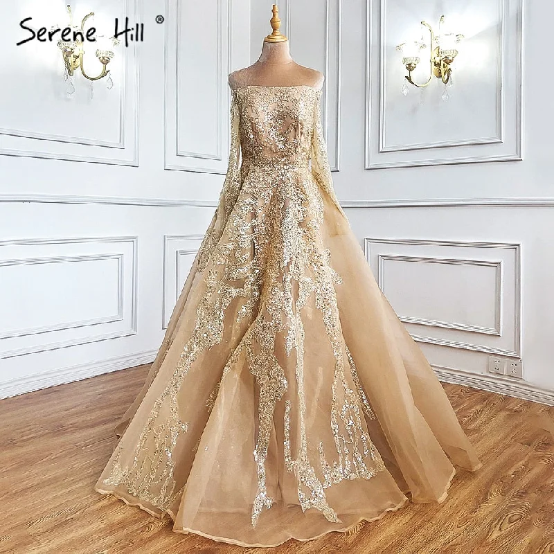 Super Bargain Serene Hill Gold A-Line Sexy Evening Dresses Gowns 2024 Beaded Off Shoulder For Woman Wedding Party LA71305 Super Bargain Serene Hill Gold A-Line Sexy Evening Dresses Gowns 2024 Beaded Off Shoulder For Woman Wedding Party LA71305