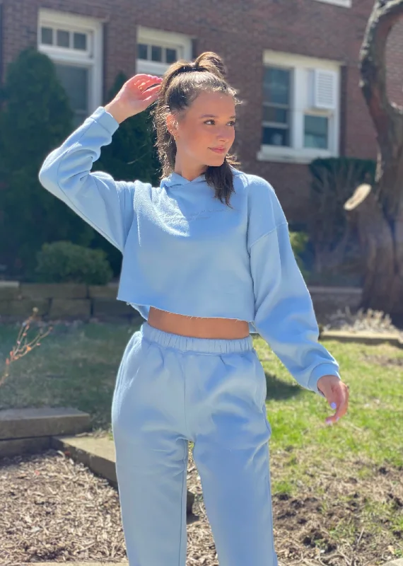 Can't Be Beat Rock N Rags Signature Cropped Hoodie Sweatshirt ★ Baby Blue