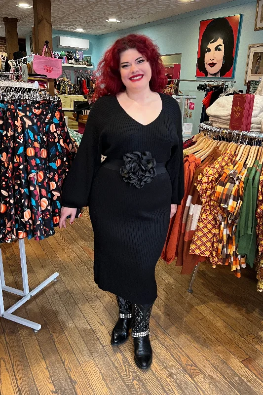 Quick Sale Romee Knit Jersey Midi Body-Con Dress in Black