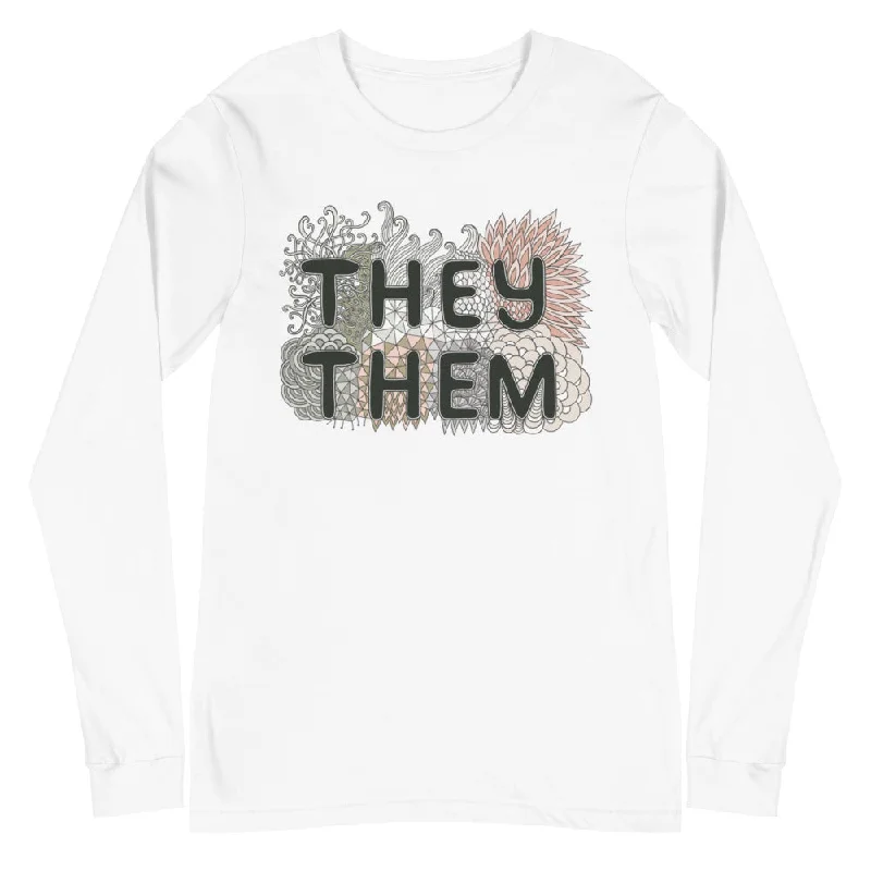 Super Savings They/Them Pronouns Doodle -- Long Sleeve