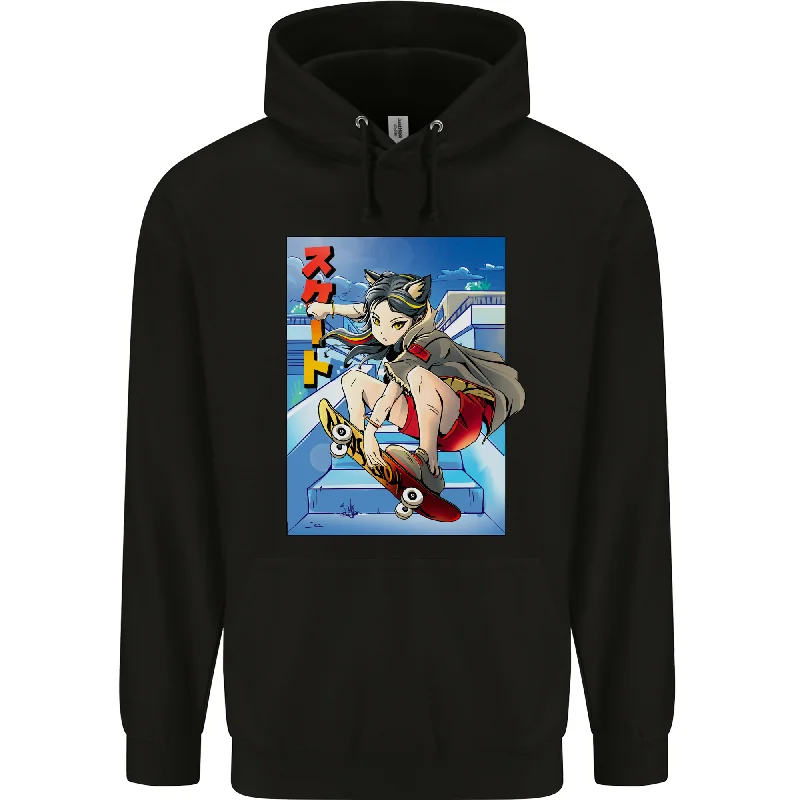 Daily Deals Anime Skater Girl Skateboard Skateboarding Mens 80% Cotton Hoodie