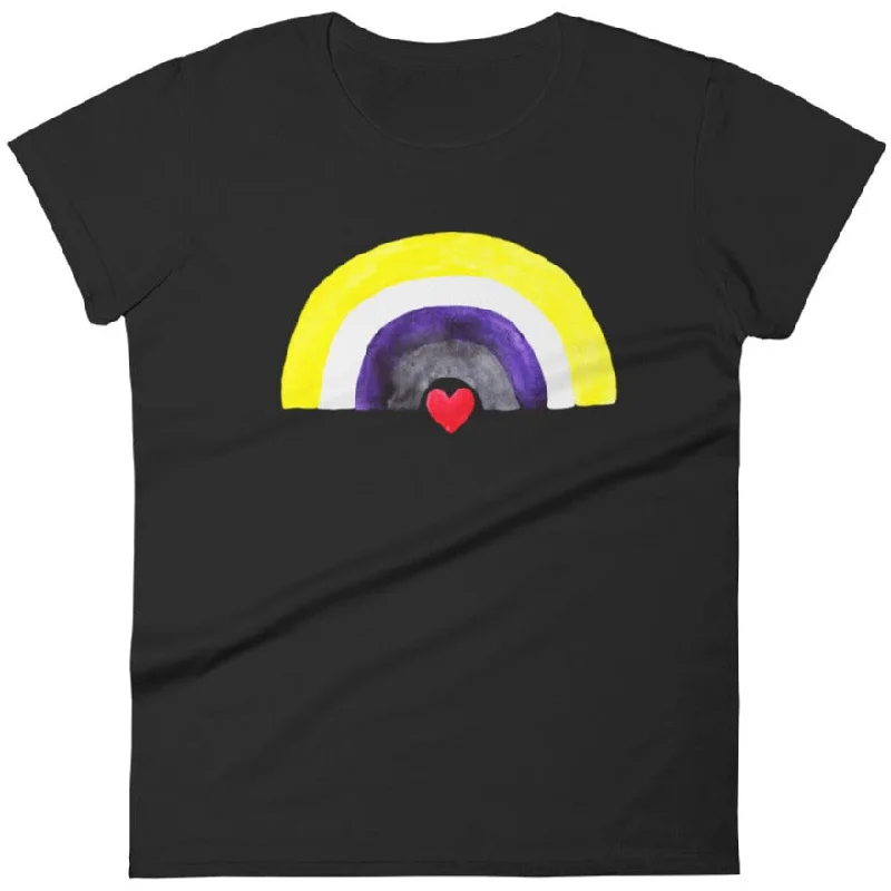 Deal Frenzy Non-Binary Watercolor Rainbow -- Fitted T-Shirt