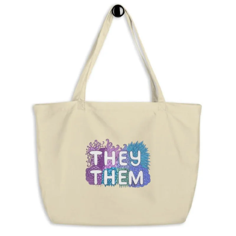 Overstock Sale They/Them Pronouns Pastel Doodles -- Tote Bag