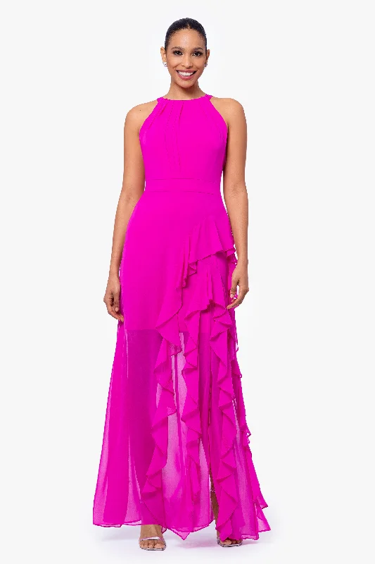 Act Fast "Helen" Long Chiffon Halter Neck Dress