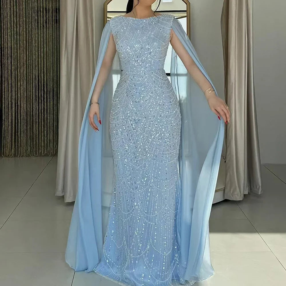 Buy More, Save More Serene Hill 2024 Saudi Arabia Blue Mermaid Cape Sleeve Luxury Beaded Evening Gown for Formal Occasion LA72160A Buy More, Save More Serene Hill 2024 Saudi Arabia Blue Mermaid Cape Sleeve Luxury Beaded Evening Gown for Formal Occasion LA72160A