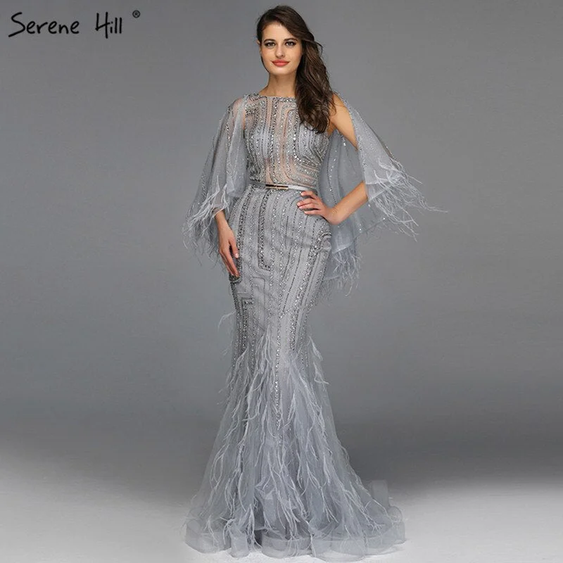 Early Access On Sale no return no refundSale Grey O-Neck Feathers Crystal Evening Dresses Dubai Design Sleeveless Luxury Sexy Evening Gowns 2024 Serene Hill LA70153 Early Access On Sale no return no refundSale Grey O-Neck Feathers Crystal Evening Dresses Dubai Design Sleeveless Luxury Sexy Evening Gowns 2024 Serene Hill LA70153
