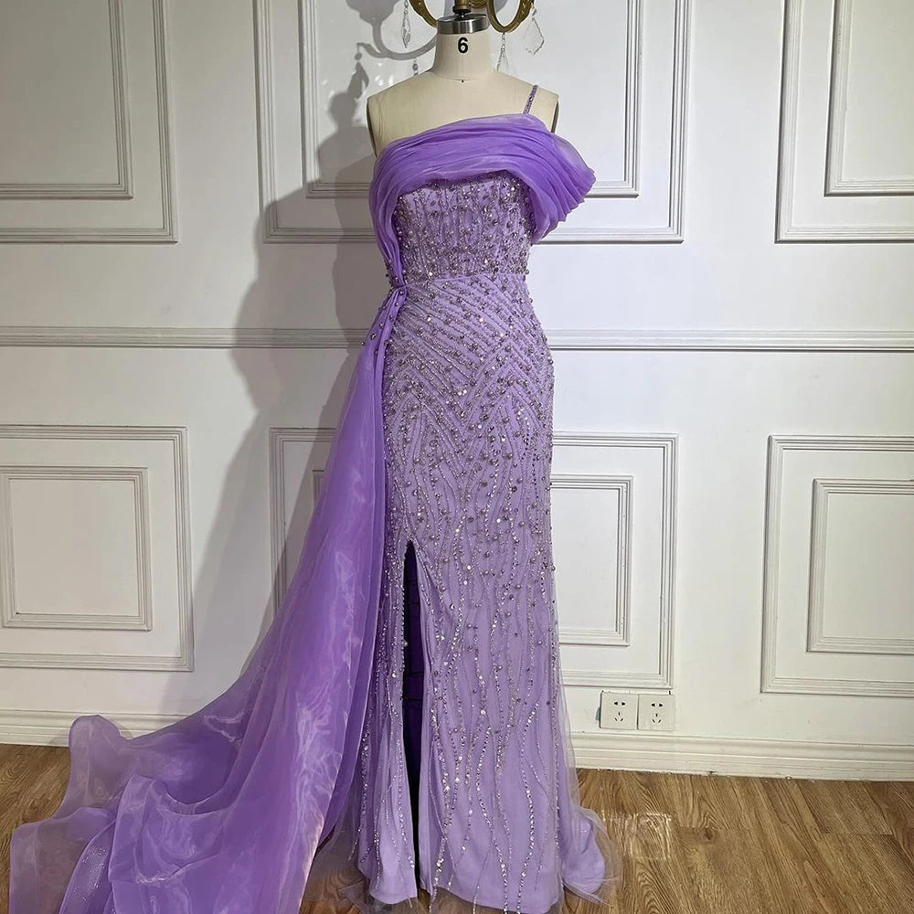 Can't Miss Serene Hill 2024 Blue One Shoulder Split Beaded Pearls Luxury Mermaid Evening Dresses Gowns for Women Wedding Party LA72244A Can't Miss Serene Hill 2024 Blue One Shoulder Split Beaded Pearls Luxury Mermaid Evening Dresses Gowns for Women Wedding Party LA72244A