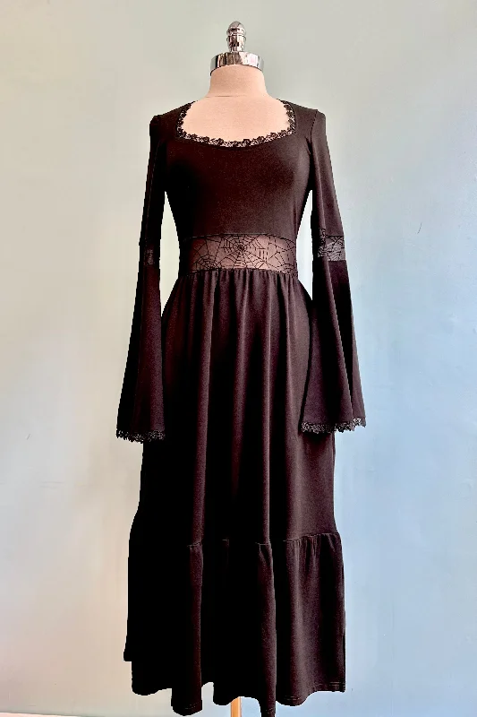 Early Bird Discount Web Lace Paneled Midi Dress by Voodoo Vixen