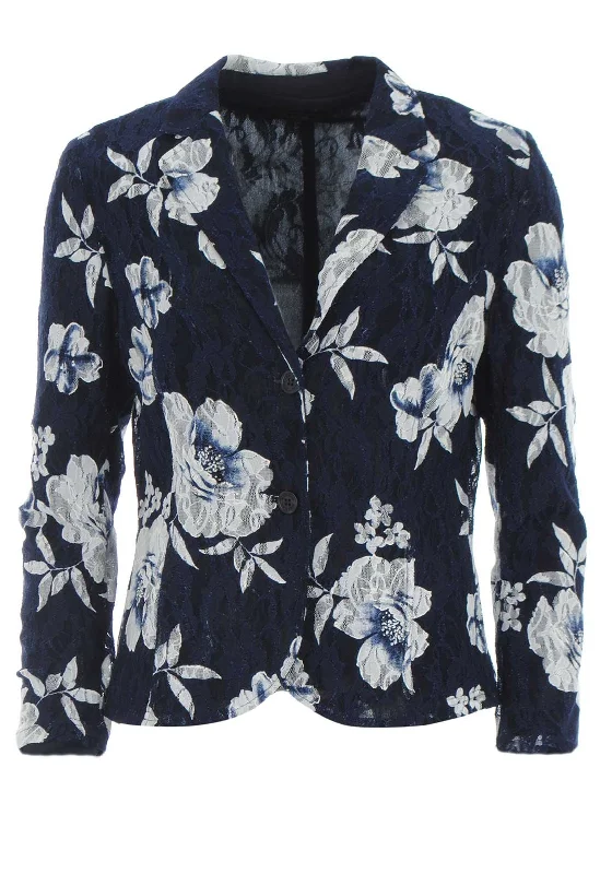 Daily Deals Eugen Klein Floral Lace Blazer Jacket, Navy