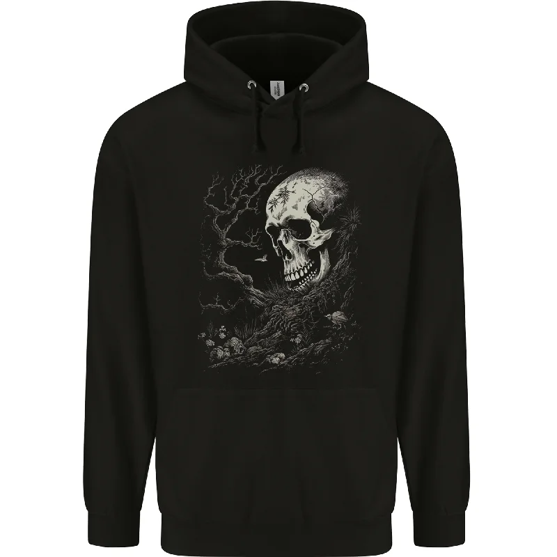 Reduced Prices At One With Nature Skull Mens 80% Cotton Hoodie