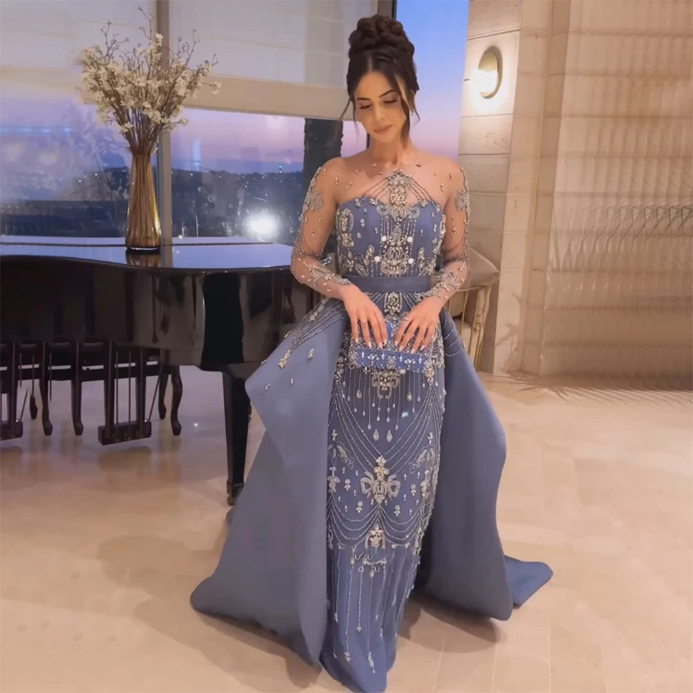 Daily Specials Serene Hill 2024 Elegant Blue Saudi Arabic With Overskirt Evening Gown Crystal Beaded Dress for Formal Occasion LA72757 Daily Specials Serene Hill 2024 Elegant Blue Saudi Arabic With Overskirt Evening Gown Crystal Beaded Dress for Formal Occasion LA72757