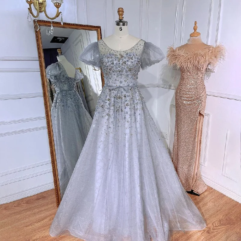 Super Bargain Serene Hill Grey A-Line Sexy Floor Length Beaded O Neck Luxury Evening Dresses Gowns For Women Arabic Party 2024 LA71839 Super Bargain Serene Hill Grey A-Line Sexy Floor Length Beaded O Neck Luxury Evening Dresses Gowns For Women Arabic Party 2024 LA71839