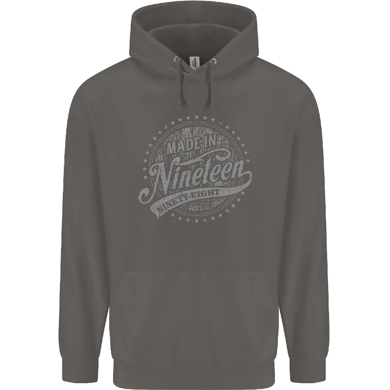 Act Fast Distressed 26th Birthday Made In 1998 Mens 80% Cotton Hoodie Charcoal
