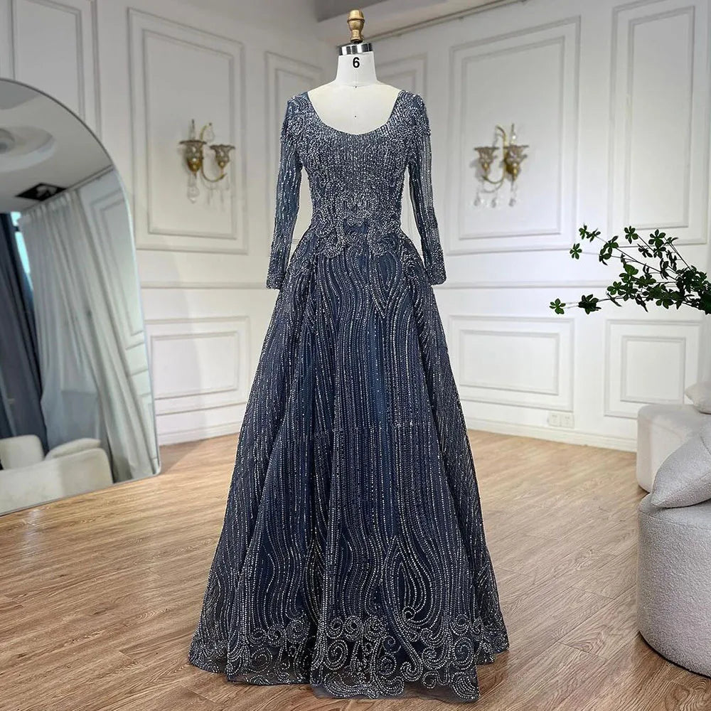 Anniversary Sale Serene Hill Muslim Navy Blue Overskirt Luxury Dubai Evening Dresses 2024 Elegant A Line Beaded For Women Party LA70773A Anniversary Sale Serene Hill Muslim Navy Blue Overskirt Luxury Dubai Evening Dresses 2024 Elegant A Line Beaded For Women Party LA70773A