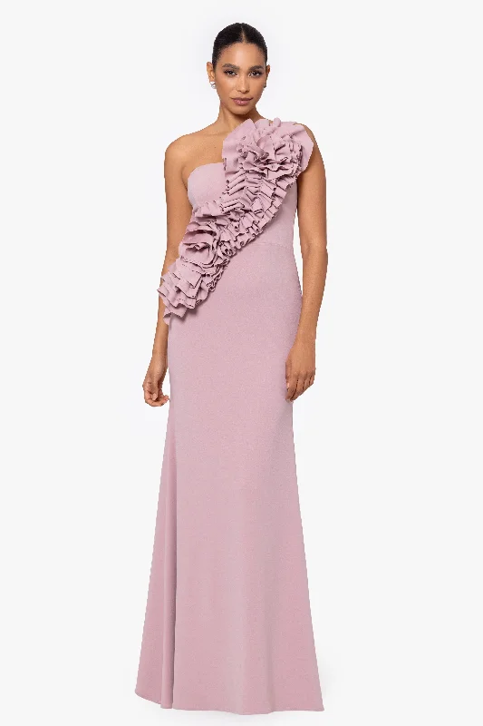 Special Discount "Gianina" Long Scuba Crepe 3D Flower Dress