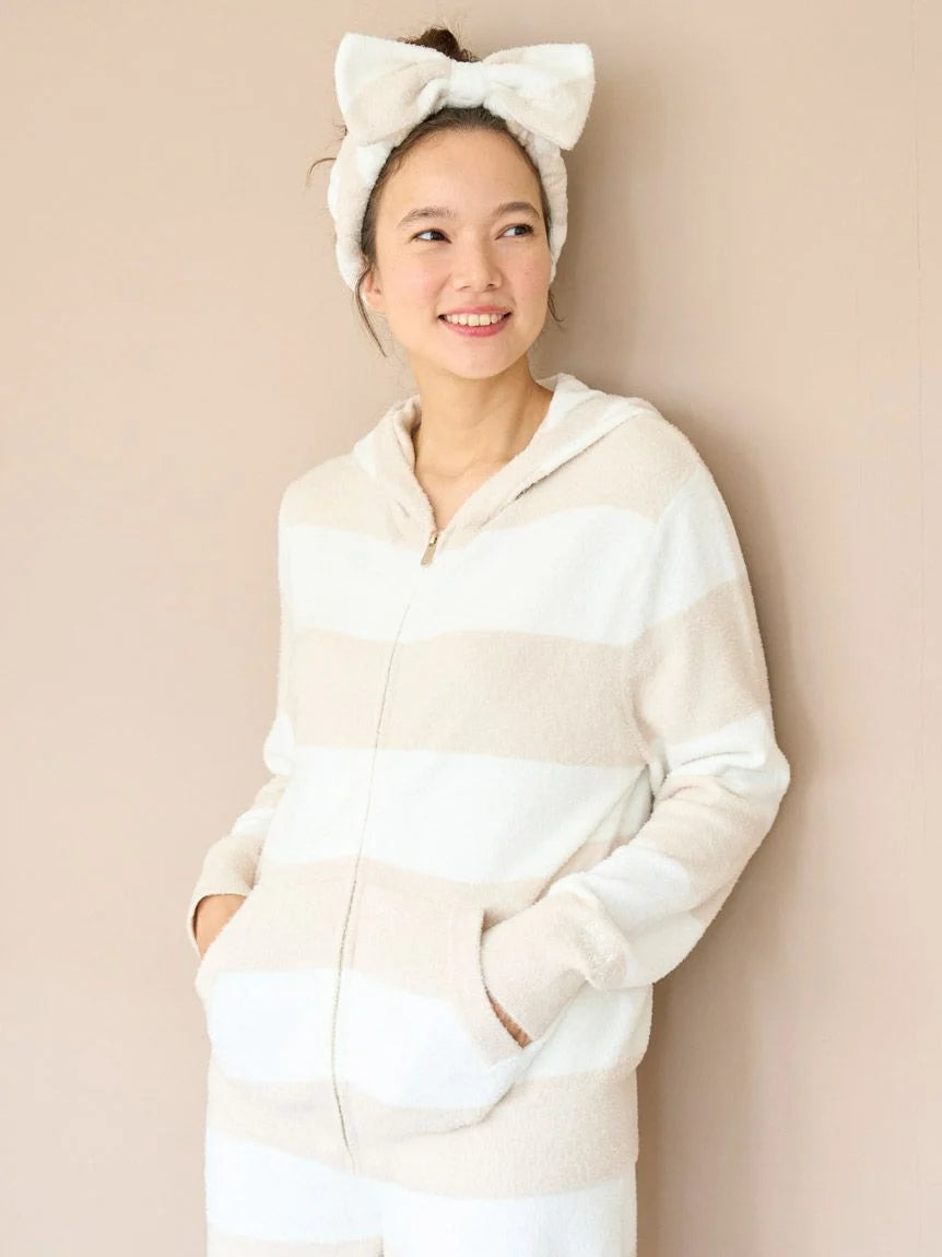 Inventory Reduction Cozy Smoothie Striped Zip-Up Hoodie