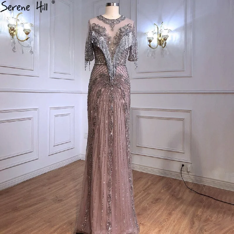 Don’t Miss Out Serene Hill Luxury Grey Mermaid Evening Dresses Gowns 2024 Half Sleeves Beading Tassel Elegant For Women Party LA70966 Don’t Miss Out Serene Hill Luxury Grey Mermaid Evening Dresses Gowns 2024 Half Sleeves Beading Tassel Elegant For Women Party LA70966