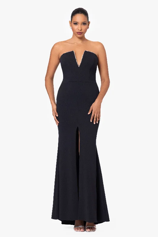 Stock Up and Save "Raven" Strapless Split V-Neck Floor Length Dress
