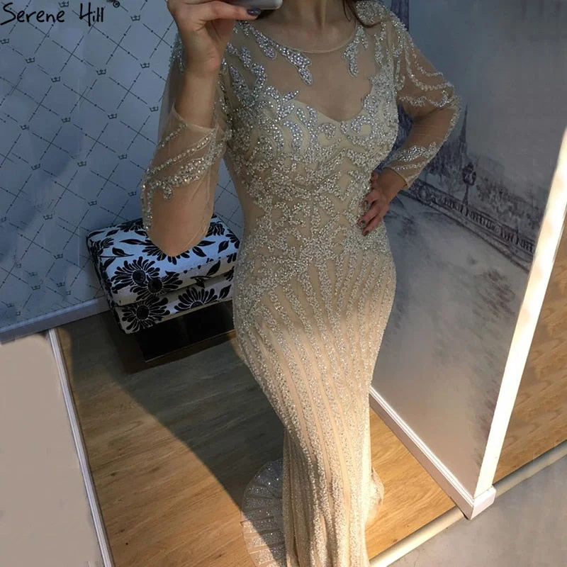 Price Rollback Designer Silver Grey Luxury Evening Dresses Mermaid Beading Slim LA6649 Price Rollback Designer Silver Grey Luxury Evening Dresses Mermaid Beading Slim LA6649