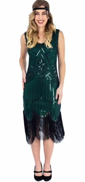 Big Discounts Norma 1920s Flapper Dress Green