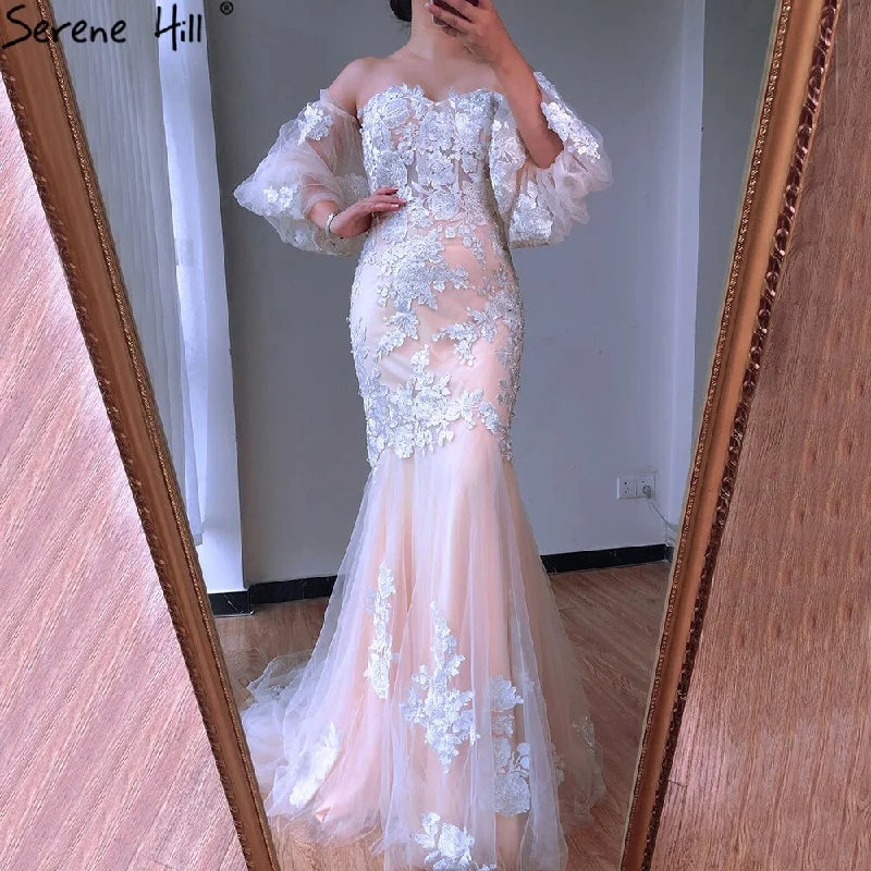 Take Advantage Dubai Nude White Mermaid Sexy Wedding Dresses 2024 Lantern Sleeve Flowers Beading Bridal Gowns LA70417 Custom Made Take Advantage Dubai Nude White Mermaid Sexy Wedding Dresses 2024 Lantern Sleeve Flowers Beading Bridal Gowns LA70417 Custom Made
