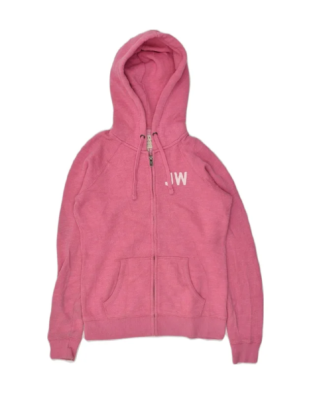 Final Sale JACK WILLS Womens Zip Hoodie Sweater UK 10 Small Pink Cotton