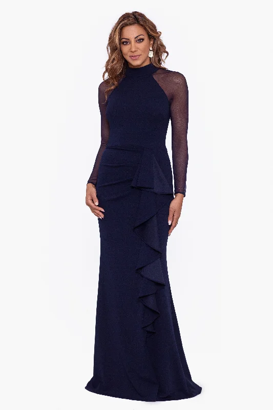 New Arrival "Natalie" Long Mock Neck Mesh Sleeve Dress