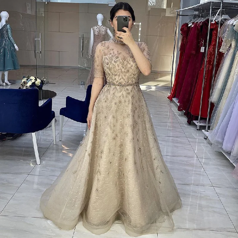 Daily Specials Serene Hill Grey Beaded Sparkle A-Line Evening Dresses Gowns 2024 Half Sleeves Luxury For Women Party LA71378 Daily Specials Serene Hill Grey Beaded Sparkle A-Line Evening Dresses Gowns 2024 Half Sleeves Luxury For Women Party LA71378